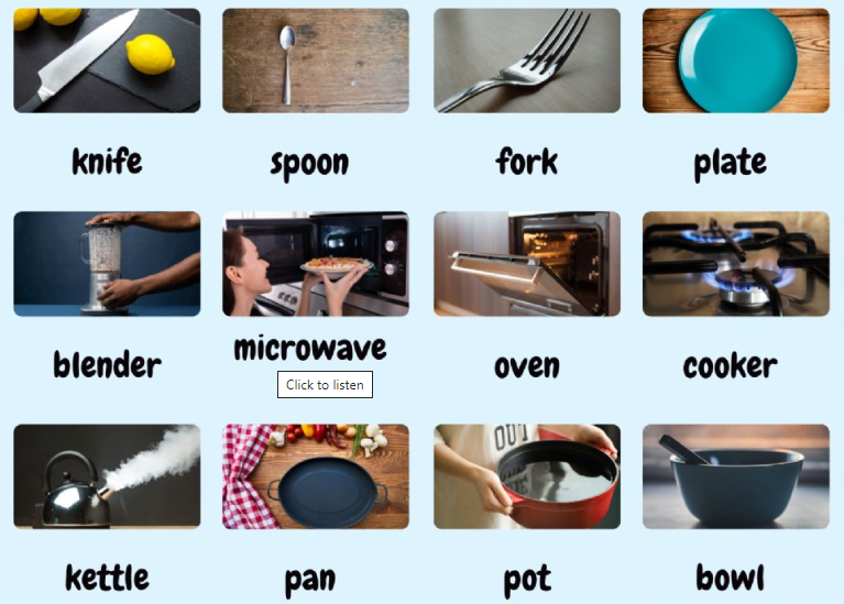 English Vocabulary to Use In The Kitchen